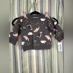 Halloween Carter’s Infant Baby Sweatshirt Scary Skeleton Dinosaurs Sz 12 Mth